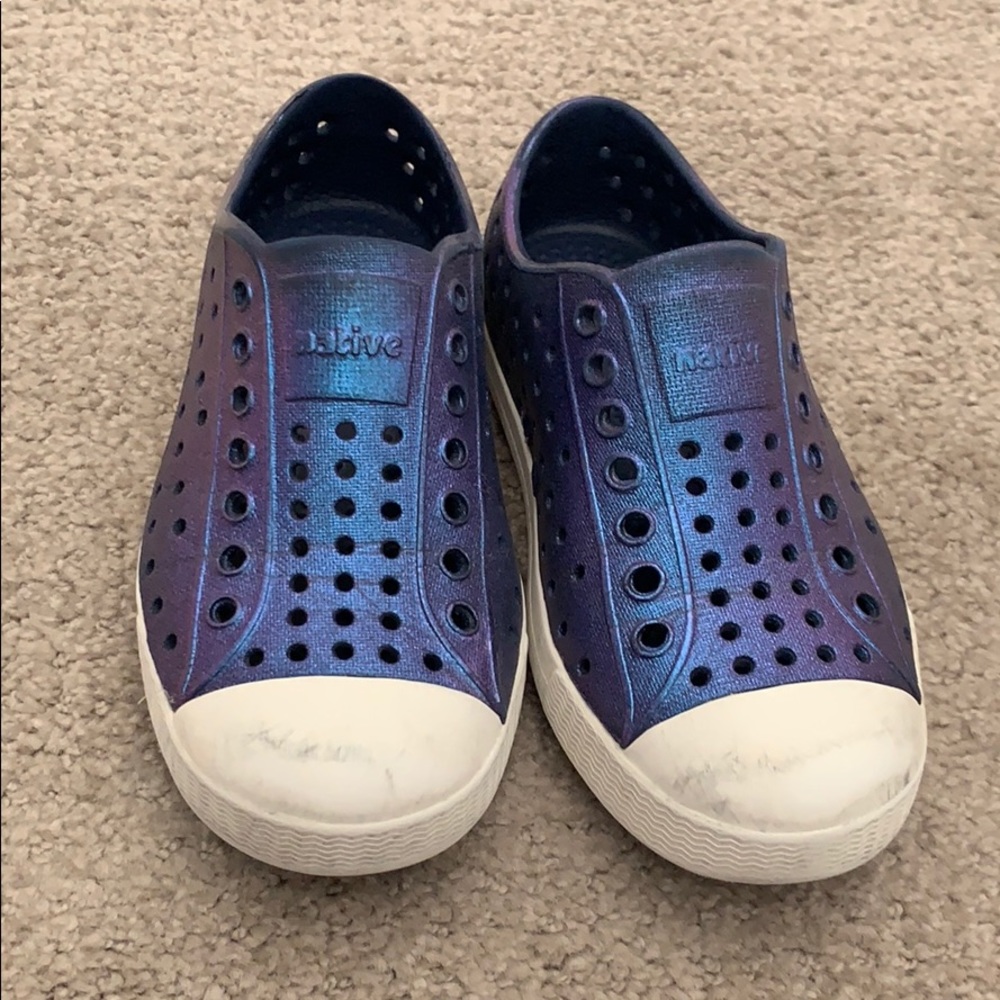 Native shoes blue iridescent size 10
